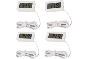 AOICRIE Digitales LCD-Thermometer, Fahrenheitstemperatur, digitales LCD-Kühlschrank-Thermometer, 1 m Kabel mit Sonde, für Kühlschrank, Gefrierschrank, Aquarium, Weiß, 4 Stück