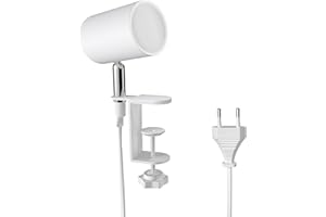 ledscom.de Lámpara de pinza WAIKA, interruptor, blanco mate, incl. lámpara LED GU10, 450lm blanco cálido