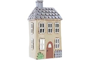 HOME OF CHRISTMAS Lichthaus | Tealight Cottage | Candelabro | Portavelas | Cerámica (Beige/Gris 23 x 12,5 x 8,5 cm)