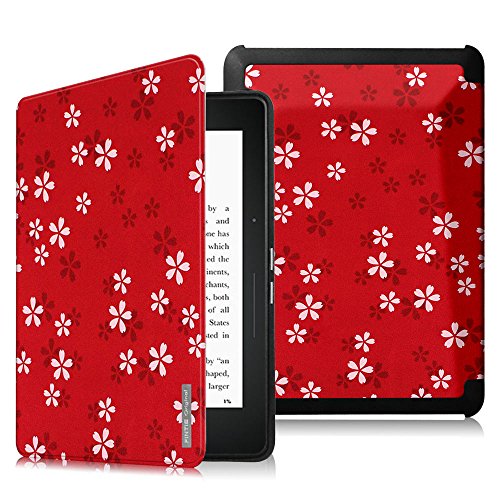 Kindle Voyage Hülle Case - Fintie [Yamato Brise Serie] Ultra Slim Lightweight Schutzhülle Tasche Cover mit Auto Schlaf / Wach Funktion Standfunktion nur geeignet für Kindle Voyage, Fleur rouge