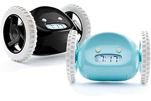 CLOCKY, Réveil Matin Roulant | Tres Fort pour Le Gros Dormeurs (Robot Clockie pour Le Chambre Adultes et Les Enfants) Cool, Amusant, Sauteur, Chasse, Fuir, Bouge, Qui Roule (Noir & Bleu)