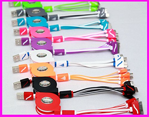 Multi Ladekabel Premium ausziehbar leicht kämmbar sind 4 in 1 chjgd Universal USB-Ladegerät Kabel Adapter eingangsanschluss kompatibel mit Apple und Android Geräte Jahr Garantie (rot) - 2