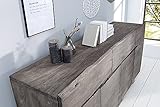Massives Baumstamm Sideboard MAMMUT grau 170cm Akazie Massivholz Schrank Anrichte Industrial Chic Kufengestell Edelstahl matt - 