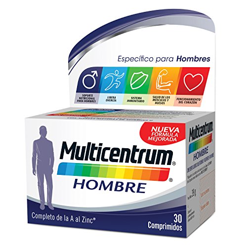 Multicentrum Hombre Complemento Alimenticio con 13 Vitaminas y 11 Minerales, Con Vitamina B1, Vitamina B6, Vitamina B12, Hierro, Vitamina D, Vitamina C, 30 Comprimidos