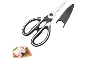 HPMAISON Forbici da cucina a lama affilata Cesoie con coperchio in acciaio inossidabile Strumento multifunzione per pollo Verdure Pesce Pollame Fiore Noci Carne Uso pizza