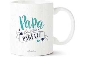 Manahia Mug cadeau Papa Tasse Personnalisée - Papa plus que parfait | Avec boite cadeau en Kraft | Imprimé en France | Cadeau Futur Papa - Noël Papa - Fête des pères - Anniversaire Papa