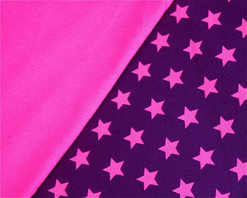 0,5m Jersey Sterne violett-purple & 0,5m uni Jersey uni pink Muster-Mix 95% Baumwolle 5% Elastan Stoffbreite 1,4m (insgesamt 1m x 1,4m)