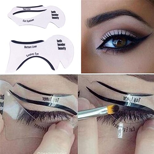 Schablonen für Katze Eyeliner und Smokey Augen Make-up Werkzeug,LDream® 2Pcs/Satz nette Smokey Katze-Eyeliner-Schönheits-Karten-Werkzeuge 2 Art-Eyeliner-Schablonen-Augenbraue-Schablonen - 2