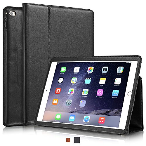 KAVAJ iPad Air 2 Hülle Echtleder Case "Berlin" für das Apple iPad Air 2 Schwarz aus echtem Leder mit Stand und Auto Schlaf/Aufwachenen Funktion. Dünnes Smart-Cover Schutzhülle Tasche Ledertasche