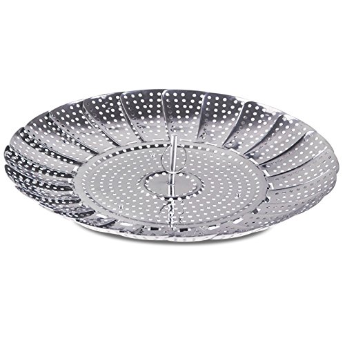 ISWEES 2PCS (Klein & Groß) Dünsteinsatz Edelstahl Gemüsedämpfer Faltbar Dämpfkorb Obst Körbchen Silber Ton - 4