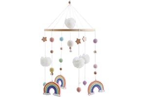 Neuytiky Giostrina Culla Neonato in Legno,Arcobaleno Mobile,Baby Campanelli Eolici per Mobile, Decorazioni per Cameretta, Regalo 0+ Mesi per appendere il lettino, il fasciatoio