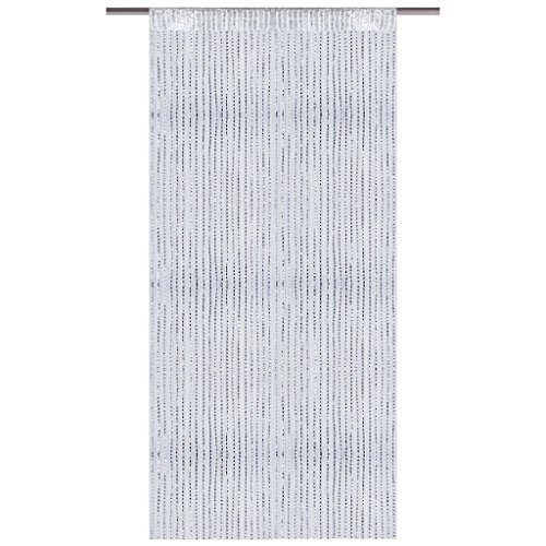 Fadenvorhang mit Stangendurchzug, Gardine in Lurex-Optik, eleganter und stilvoller Dekoartikel in vielen Farben und Größen (weiß - perlweiß / 90x200 cm)