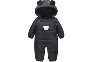 Susenstone Combinaison Enfant Manteau Fille Garcon A Capuche Hiver Blouson Coupe-Vent éPais Cartoon Manteau En Coton Chaud Mignon Double Zippé Coat 6-24 Mois