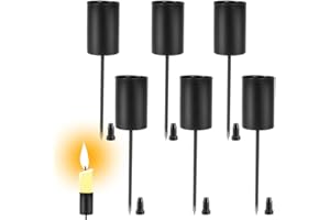 SPRINLOT 6er Set Kerzenhalter Adventskranz, Stabkerzenhalter Adventskranz Schwarz, Kerzenstecker Adventskranz, Kerzenhalter Stabkerzen mit Spieß, Kerzenständer Stabkerzen, Kerzenhalter Kranz