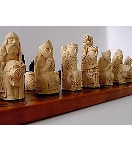 Ensemble Romains vs Barbares II Echiquier sur Pied en Bois Massif Effet Laiton & Jeu d'Echecs en Métal et Bois Massif