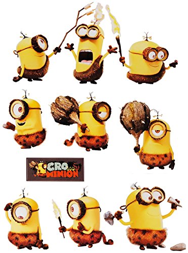 9 Stück: Wandsticker – “ Minion – Ich einfach unverbesserlich / Cro – Urwald Urminion “ – selbstklebend + wiederverwendbar – Aufkleber für Kinderzimmer – Wandtattoo / Sticker Minions / Mark Dave Stuart Bob Kevin – Mädchen & Jungen – Despicable Me – Kinder – Kinder – Wandaufkleber – Postersticker – Deko – Poster – Tattoo - 4