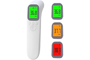 LVOZIZE Forehead Thermometer, Digital Thermometer for Adults and Kids with LCD Backlight Display, 32 Memories, Non-Contact Infrared Temperature Thermometers for Body/Objects