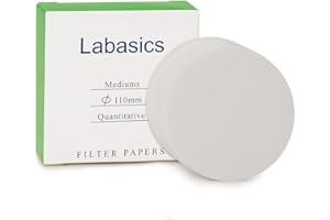 Labasics Círculos de Papel de Filtro Cuantitativo, Papel de Filtro de Celulosa de 110 mm de Diámetro con Velocidad de Filtración Media de Retención de Partículas de 20 Micrones, Paquete de 100
