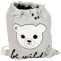 ★ BE WILD: Turnbeutel grau, schwarz