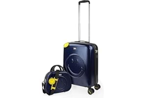 Smiley Originals - Maletas de Viaje de la Firma Smiley. Juego Maletas 4 Ruedas - Juego de Maletas de Viaje - Juego Maletas de Viaje Ligeras. Candado de combinacion, Azul-Negro