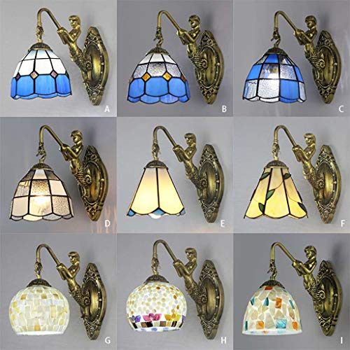 Preisvergleich Produktbild YALANDA Tiffany Style Wandlicht, Mediterranean European Retro Stained Glass Wall Lampe, Schlafzimmer Aisle Decoration Night Light E27,A