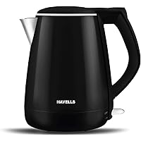 Havells Aqua Plus 1.2 litre Kettle/Tea Kettle/Coffee Maker/Milk Boiler/Water Boiler/ 304 Stainless Steel (Black, 1500…
