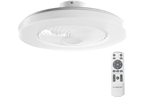 Noaton Ventilatore da Soffitto con Luce e Telecomando, Triton, LED Dimmerabile 50 W, 3 Colori, 6 Velocità con Timer, Silenzioso, per Soggiorno Camera, da Letto Sala e Cucina, Lampada, Ø 58 cm, Bianco