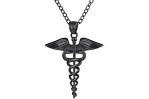 Bandmax Caduceo Serpiente en Colgante Chapa con Cruz Roja Emergencia Sanitaria, Puede Poner Enfermedad Nombre Domicilio Personalizable