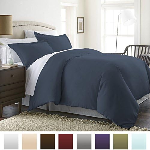 Beckham Hotel Collection Luxury Soft Brushed 1800 Series Microfiber Duvet Cover Set - Hypoallergenic - King/Cal King, Navy Blue