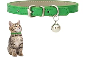 JSKWIKE Collares de Piel para Mascotas para Gatos Cachorros de bebé Ajustables de 20-26 cm