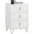 SoBuy 3 Drawers Bedside Table Nightstand Side Table End Table Sofa Table Lamp Table White W40 x D40 x H63cm FBT115-L-W