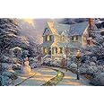 Large Festive Snowman Winter Christmas Snow Scene Light up LED Canvas/Picture