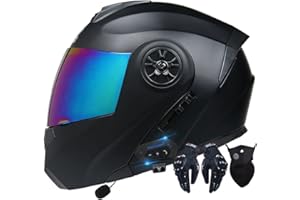 BYROADS Casque Moto Modulable Homologué ECE Homme Et Femme Bluetooth Flip Up Casque Moto avec Double Visière pour Anti-Collision Casque Scooter Casque Integral Modulable pour Locomotive