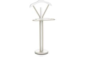 IDIMEX Herrendiener Fabio mit Hosenbügel und Ablage, Beige/Weiß - Stummer Diener Kleiderbutler Kleiderständer mit Kleiderbügel