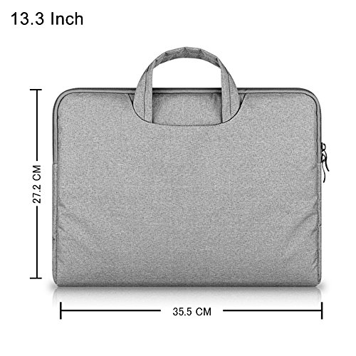 Bidear 13.3 Zoll Laptop Schutzhülle, Nylon-Stoff Tragehülle Aktenkoffer Laptop Tasche für Apple Macbook Air / Retina / Pro Und andere 13 Zoll Laptops(Hellgrau) - 4