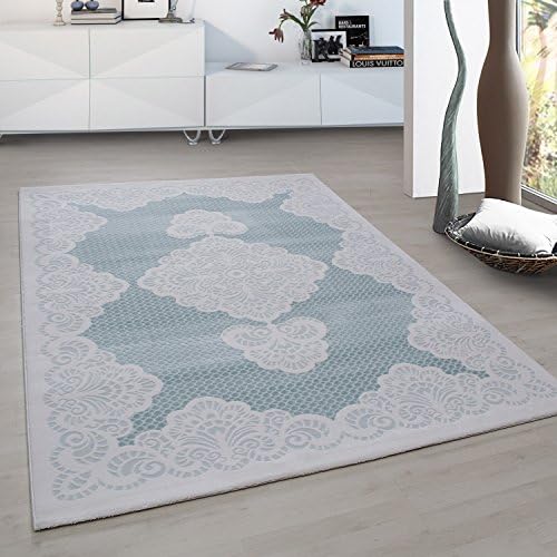 Modern European Oriental Rug Aegea, Turquoise Palace Flowers, 160 x 230 cm