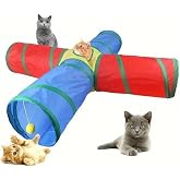 Kedi ve K&ouml;pek Oyun T&uuml;neli G&ouml;kkuşağı Renkli Katlanır, Uzun Eğlenceli Evcil Hayvan Oyuncak T&uuml;neli (D&ouml;rt Y&ouml;nl&uuml;)