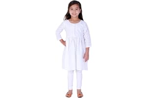 VASTRAMAY Men's Vastramay Girls' Chikankari Cotton Kurta And Leggings Set Kurta And Leggings Set (pack of 1)