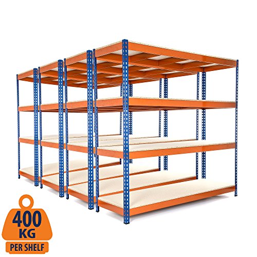 4 BAY Garage Racking 400 kg gleichmäßig verteilte Last Regal 1800 mm H x 1800 mm W x 600 mm D + kostenlose Lieferung am nächsten Tag)