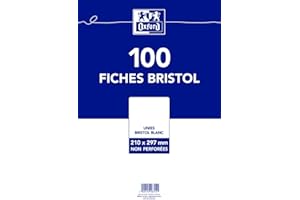 OXFORD Fiches Bristol A4 Uni 100 Fiches Blanches Sous Film