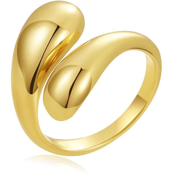 Bague épaisse Réglable Or Ou Argent - Design Ouvert Vintage - 14K Plaqué - Unisexe - 4