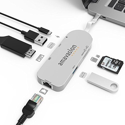 USB C Network HUB, Amavasion USB C HUB with Gigabit Ethernet Port 4K HDMI for Macbook, Mac Pro/Air, Laptop, mini, iMac, Notebooks, Surface Pro, Chromebook.