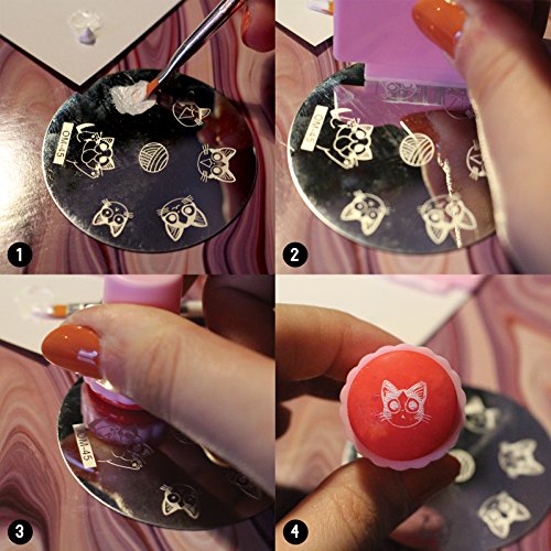 Kurtzy 30 Stück gemusterte Stamping Nagelplatten für Nail Art Nagelkunst / Nägel-Lackieren – 200 niedliche Designs mit Stempel und Schaber – Nail Art Dekoration & Designwerkzeuge und Zubehör perfekt für Mädchen oder Damen - 4