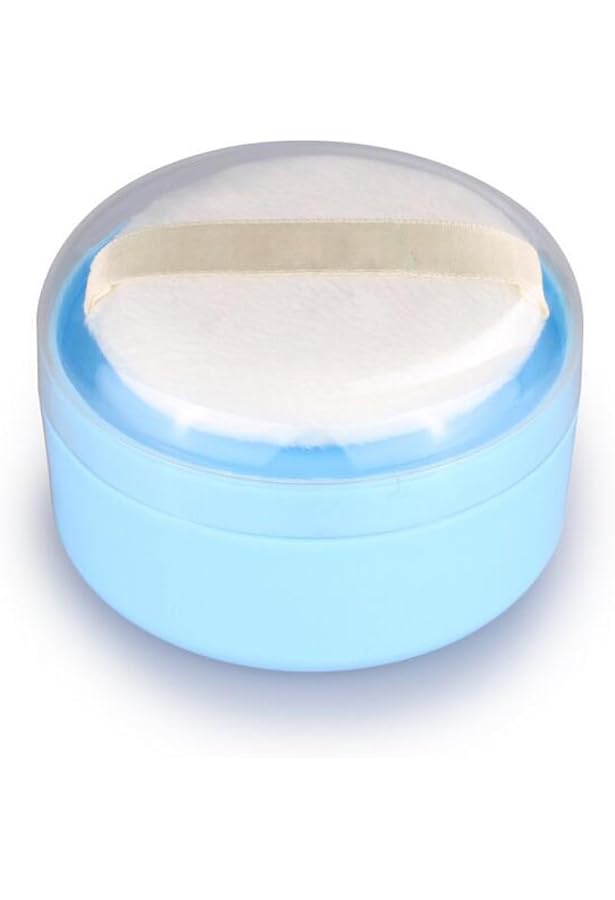 Puderdose Mit Puderquaste – Leerer Behälter Für Körperpuder, Baby- Oder Make-up-Puder, In Blauem Retro-Design