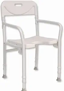 NRS Healthcare Shower Chair Height Adjustable with Back & Arms - Folding - Assembled