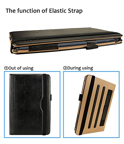 Galaxy Tab S3 9.7 Hülle, Yoozon Premium Leder Schutzhülle Karte Dokumententasche, Stylus Halter, elastischer Gurt für Samsung Galaxy Tab S3 (9,7 Zoll, SM-T820 T825) - 4