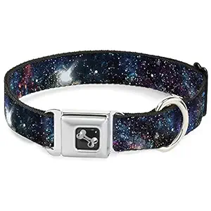 Buckle-Down Galaxy Collage Dog Collar Bone, Medium/11-17