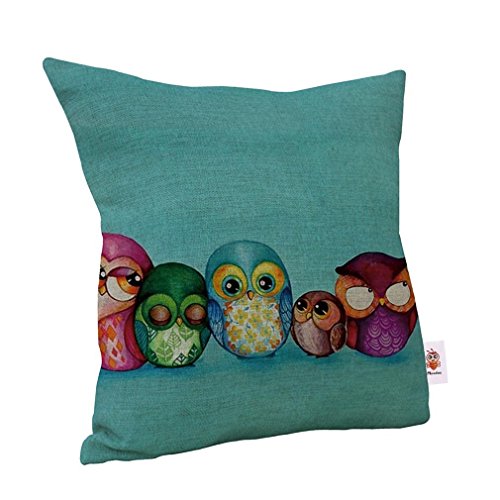 Nunubee Home Platz Sofa Dekokissen Fall Leinen Baumwoll Dekorative Kissenbezug 5 Eulen