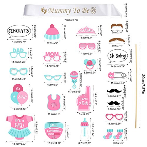 iLoveCos Babydusche Mummy To Be Schärpe Baby dusche Party Baby Flaschen Masken Photo Booth Props Neugeborene Dame Girl Partydekoration (it’s a girl) - 2