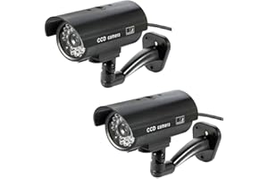 BW Dummy CCTV Camera Dummy Camera Fake Outdoor Indoor Weatherproof Fake Surveillance Camera CCTV Security Camera Flashing Red LED Light (2PCS)